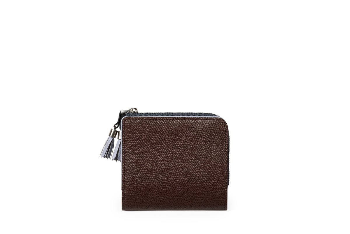 シキビー Lファスナー二つ折り財布 こげちゃ×きりいろ