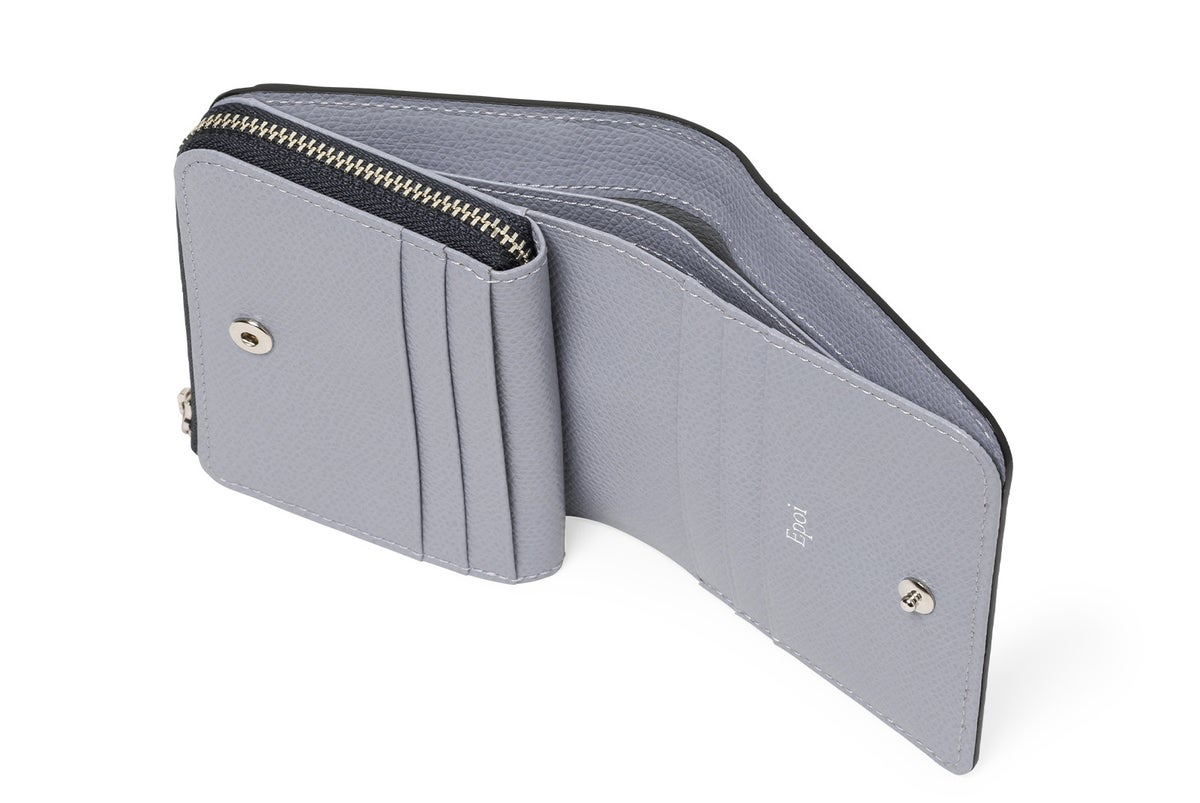 シキビー Lファスナー二つ折り財布 こげちゃ×きりいろ