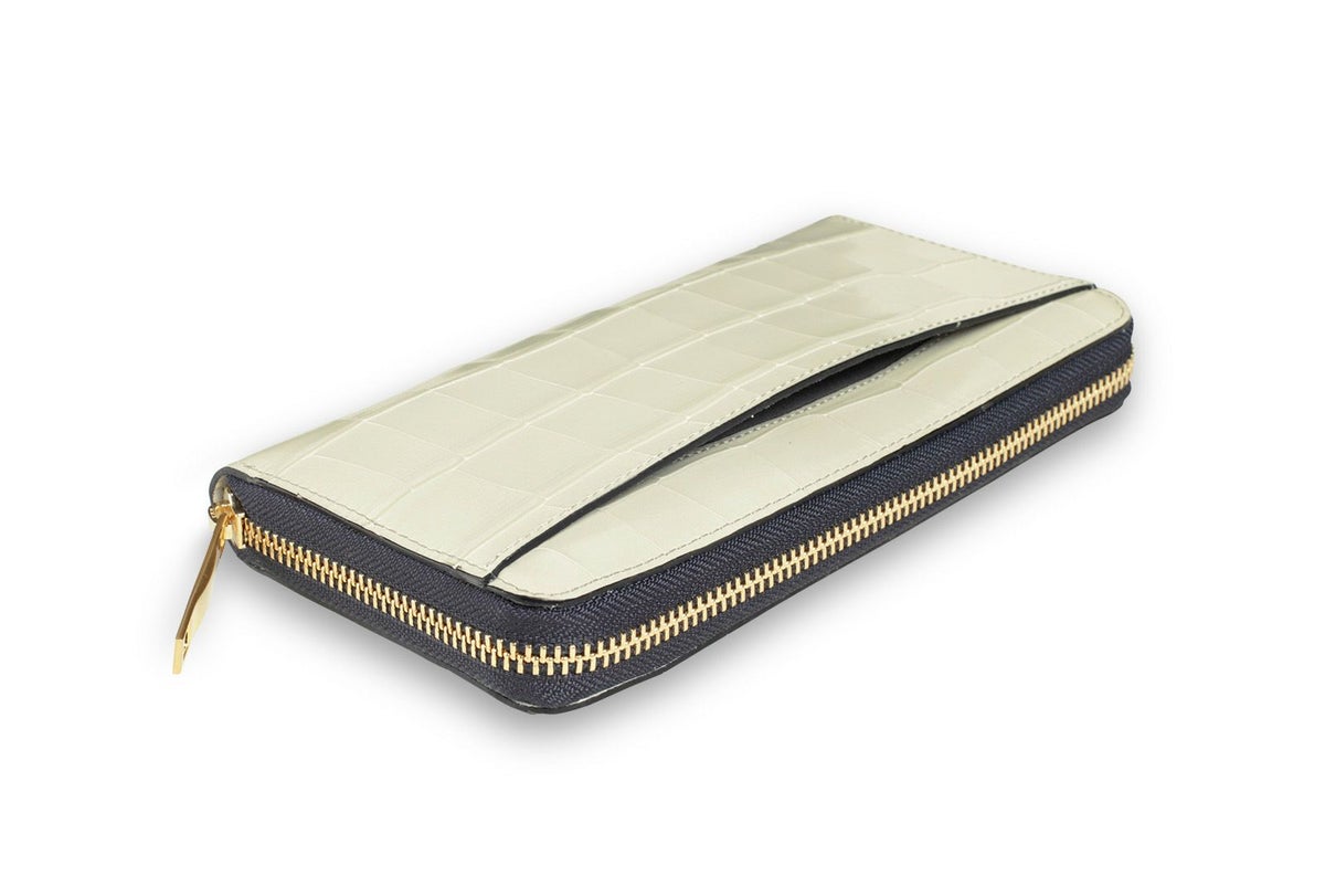 タイル ラウンドファスナー長財布 アイスグレー