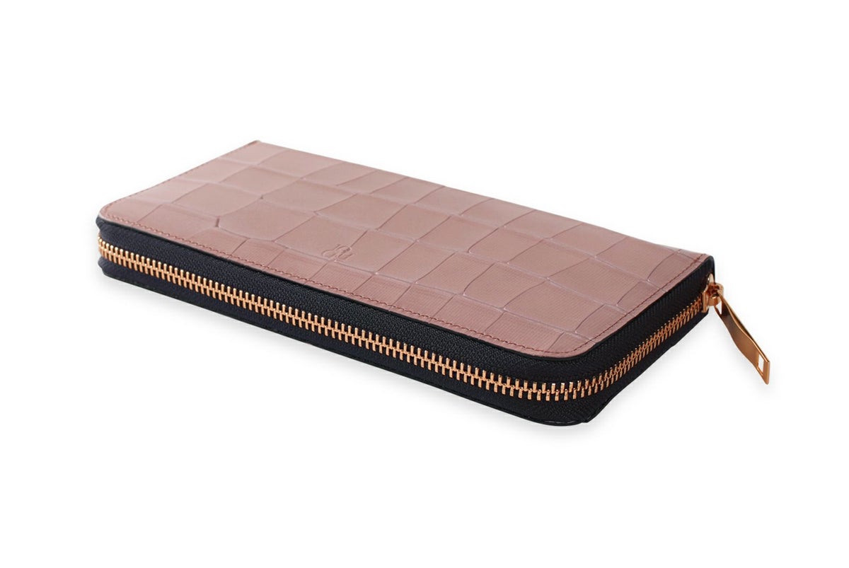 タイル ラウンドファスナー長財布 クラシックローズ