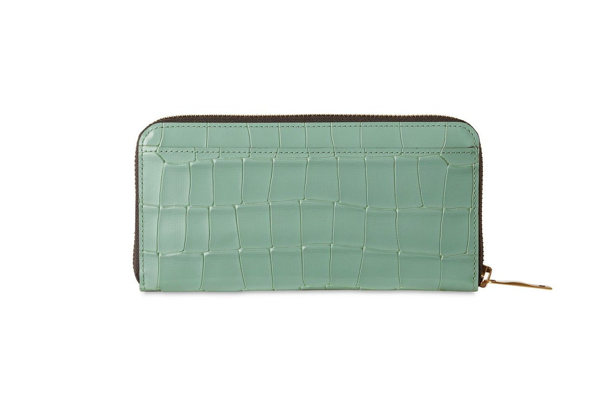 タイル ラウンドファスナー長財布 グリーン