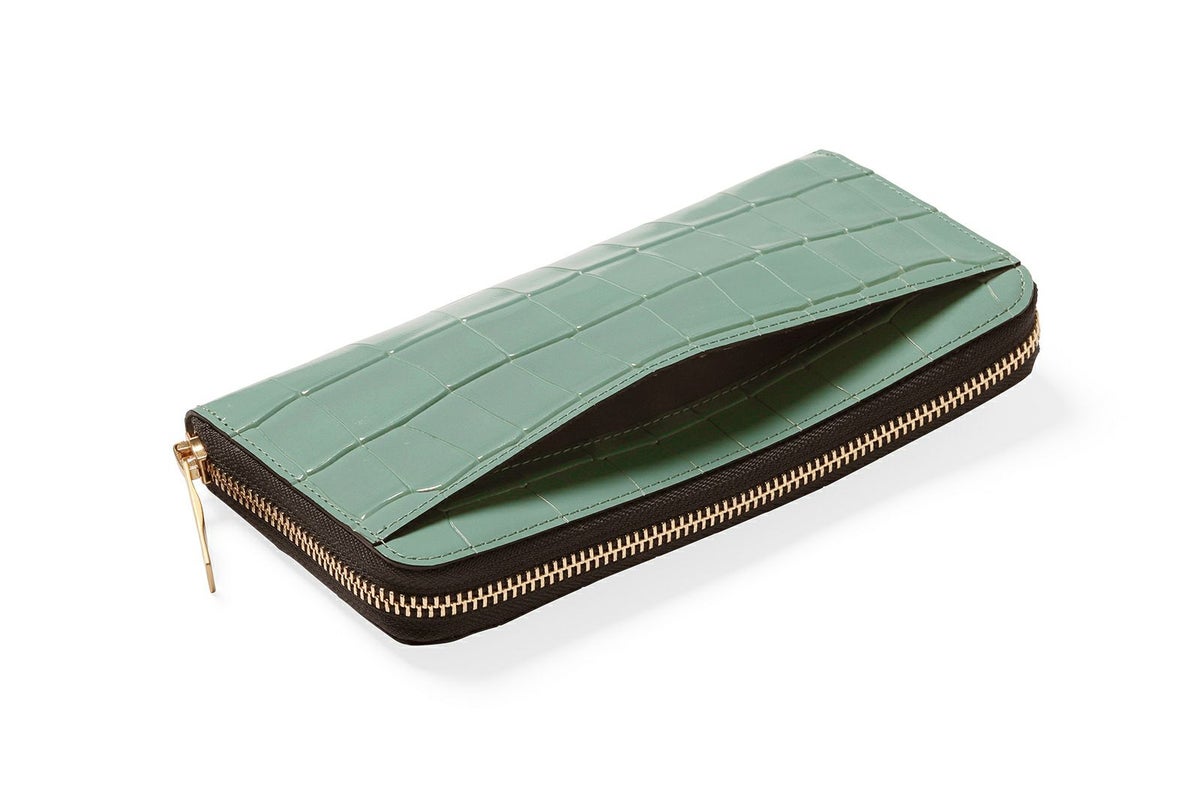 タイル ラウンドファスナー長財布 グリーン