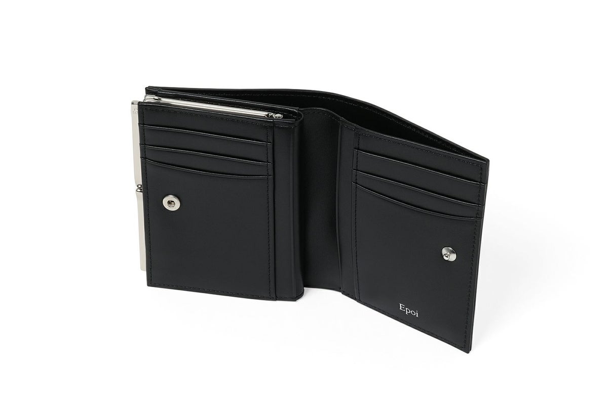 ノット 口金二つ折り財布 ブラック