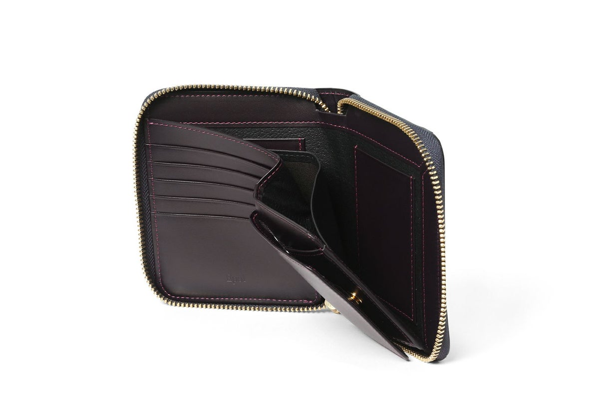 タイル ミドルラウンドファスナー二つ折り財布 グレープ